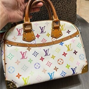 Louis Vuitton TROUVILLE MM MULTICOLOR WHITE RARE! Y2k vintage!